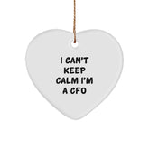 Funny CFO Gifts from Women for Men CFO Christmas Unique Heart Ornament - I Can't Keep Calm I'm A 'CFO' Decor - Image 1